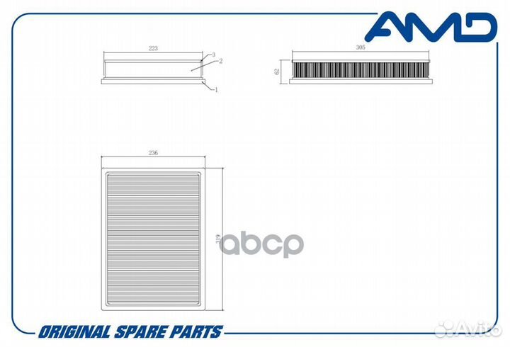 Фильтр воздушный toyota (Land Cruiser Prado III