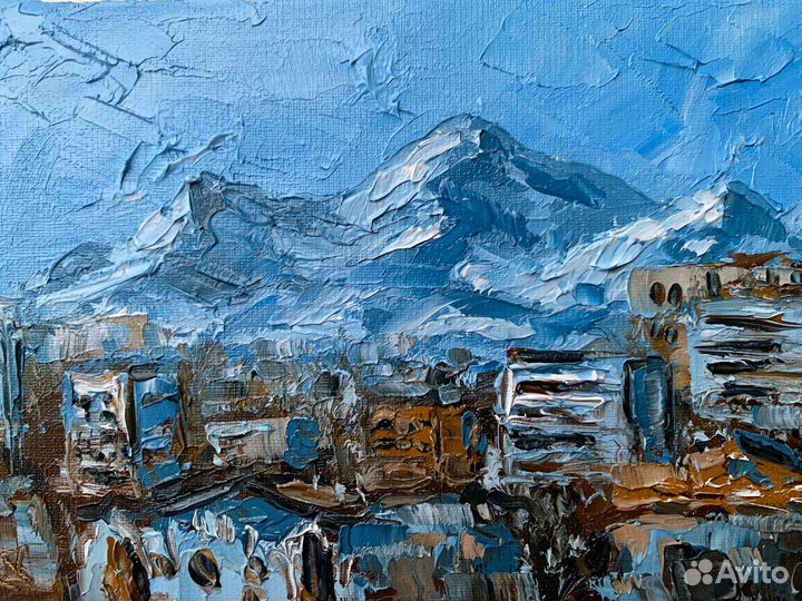 Картина маслом магнитик горы Бештау Пятигорск