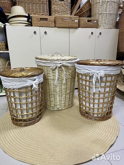 Плетеная корзина для белья высота 50 см