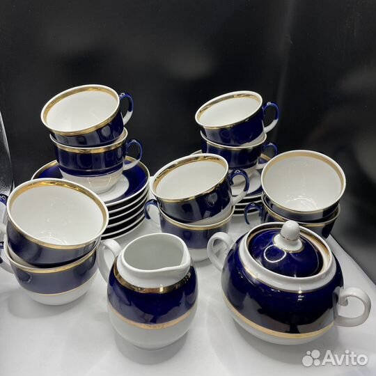Чайный сервиз кобальт барановка 22шт ссср(Сзр)