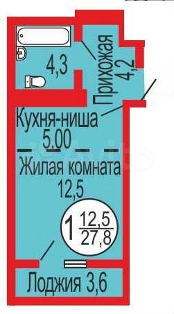 Квартира-студия, 28 м², 2/17 эт.