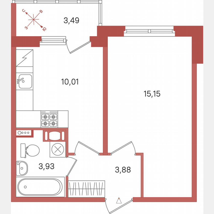 1-к. квартира, 34,7 м², 2/5 эт.