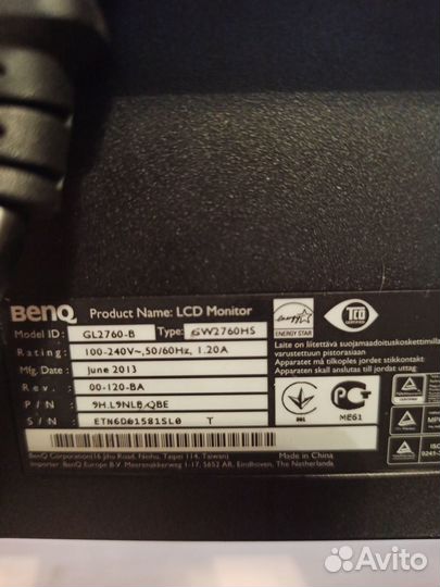 Монитор BenQ GL2760-B с hdmi