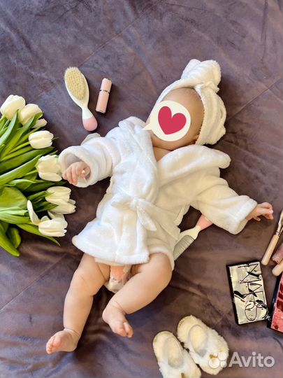 Детский халат, тапочки и полотенце 0-6мес