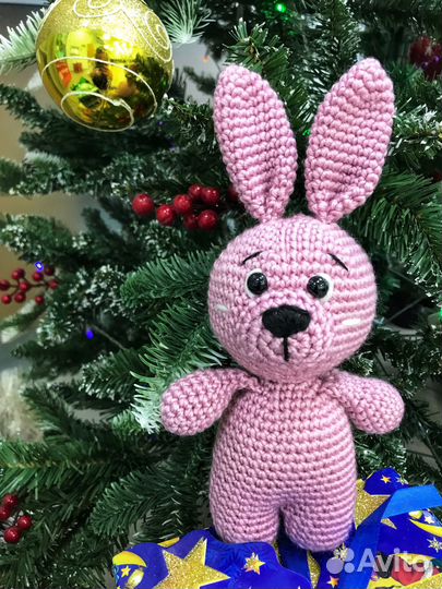 Мягкая игрушка вязаный заяц амигуруми
