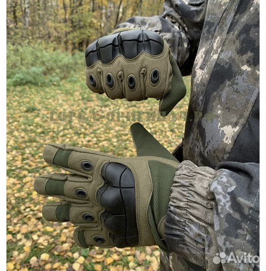 Тактические перчатки зеленые размер L