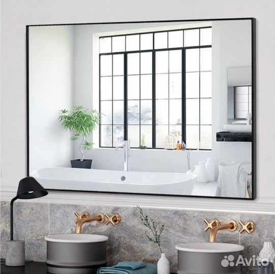 Зеркало в черной алюминиевой раме 60*80см