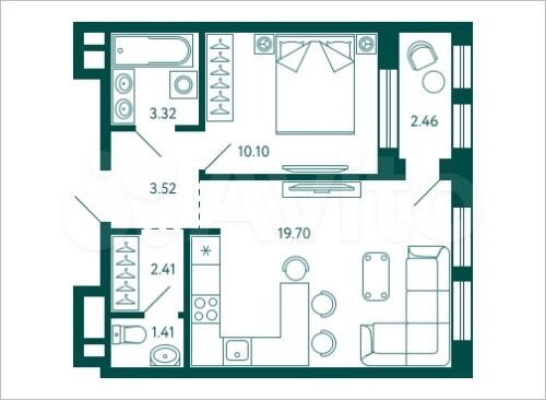 2-к. квартира, 41,7 м², 22/28 эт.