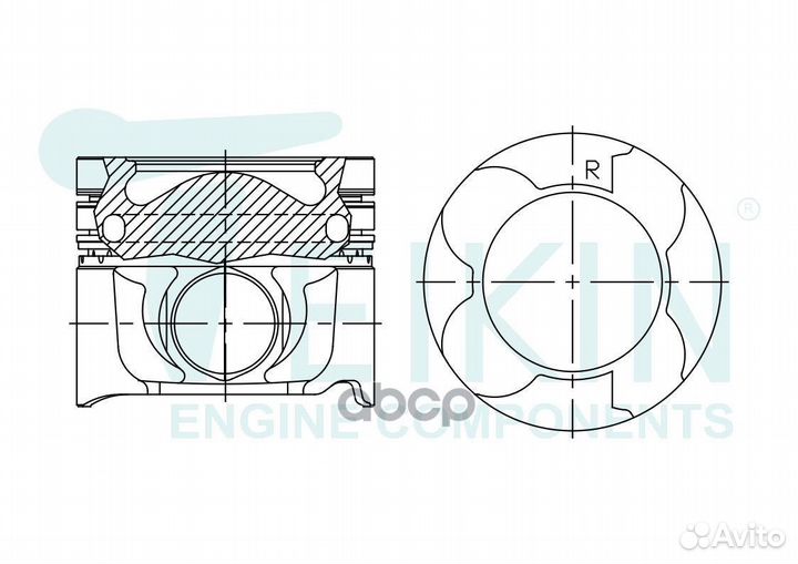 Поршень (к-т 8 шт с охлаждением) toyota land