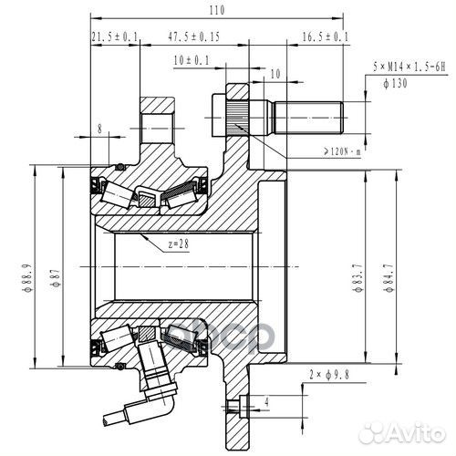 Ступица передняя перед лев Z89430R Zikmar