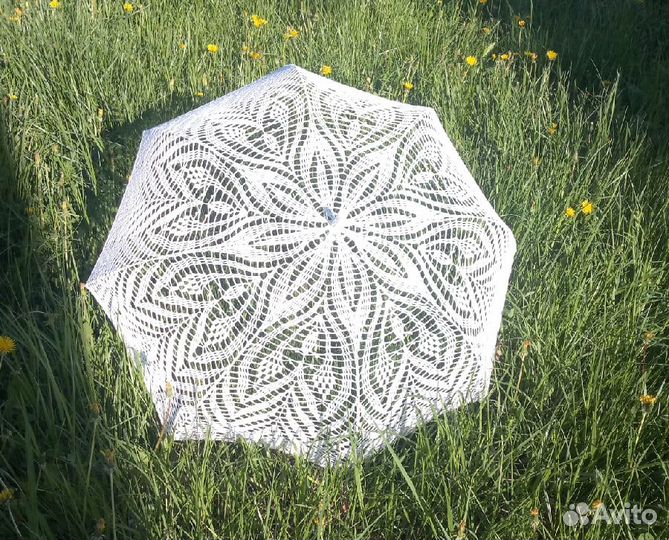 Вязаный ажурный зонтик. Свадебный зонт