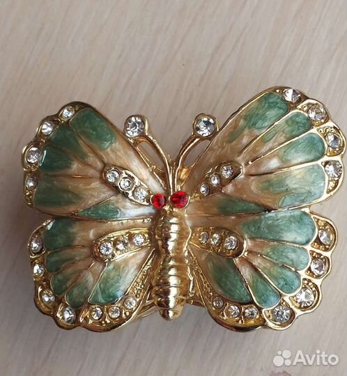 Винтажная шкатулка Бабочка металл, стразы