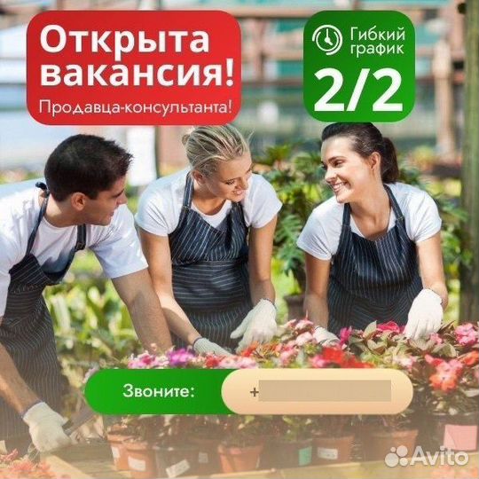 Подработка Продавец-консультант в садовый центр
