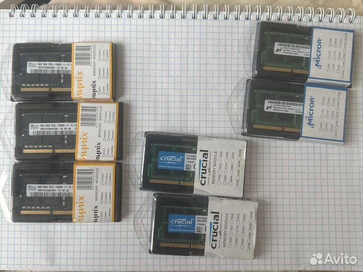 Озу новая 8гб ddr3L 1,35v 12800s 1600 sodimm новые