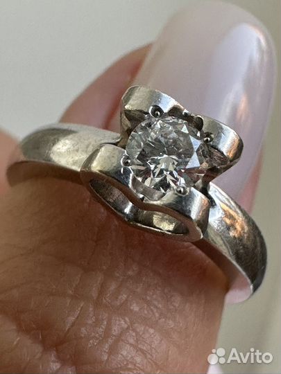 Советское золотое кольцо с бриллиантом 0,28ct