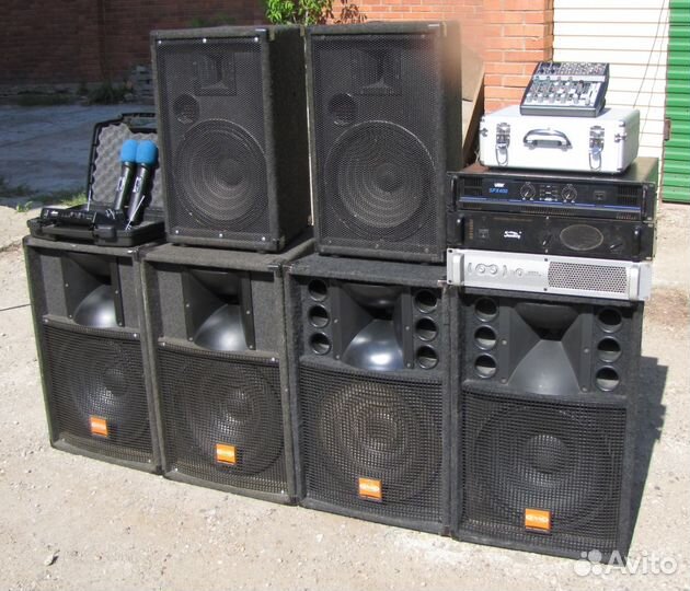 Колонки 2600W EVM 6шт усилители микшер микрофоны