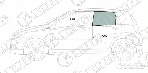 Стекло заднее левое опускное chevrolet aveo 5D 08