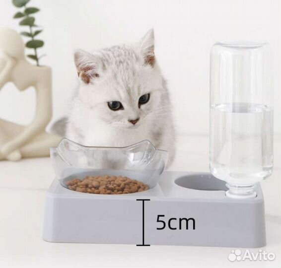 Двойная миска с автопоилкой для кошек и собак