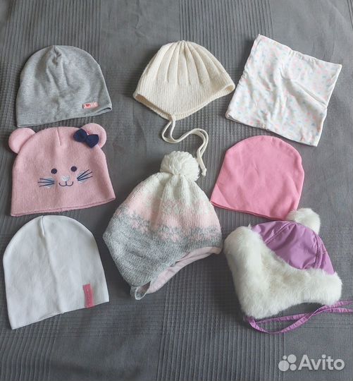 Шапки на разный возраст 8 шт + снуд