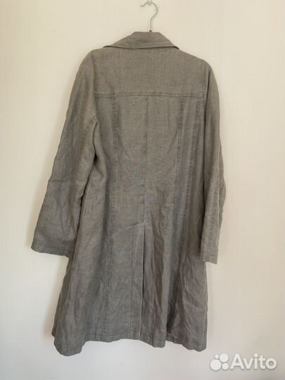 Льняной тренч плащ бежевый 48