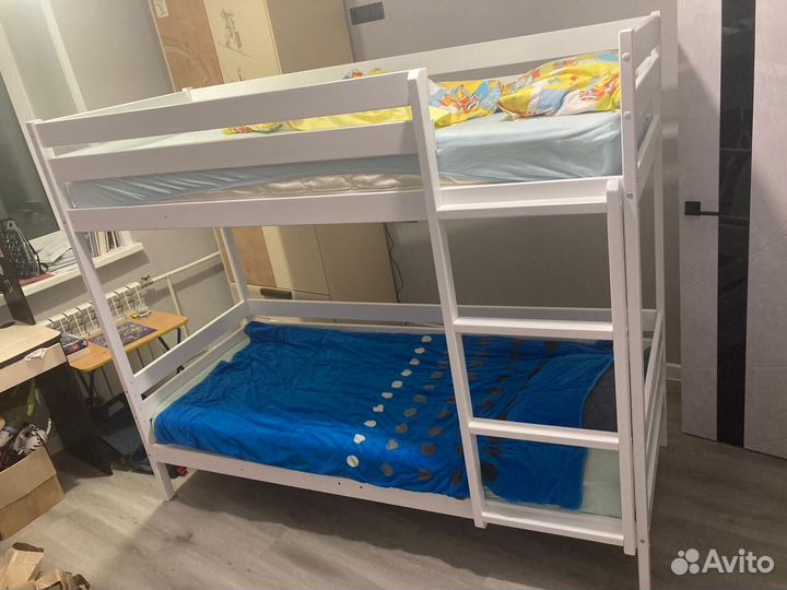 Двухъярусная кровать Высокий борт береза