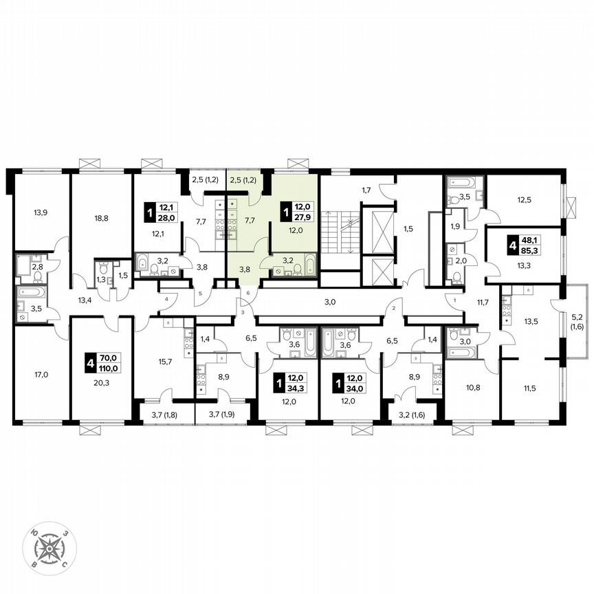 1-к. квартира, 27,9 м², 11/15 эт.