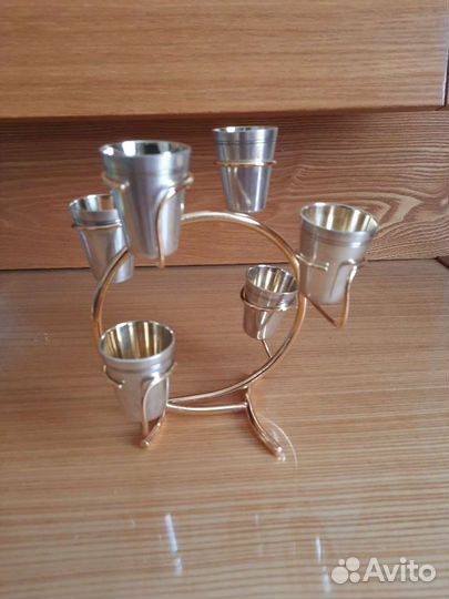 Коньячный набор из СССР, мельхиор, позолота