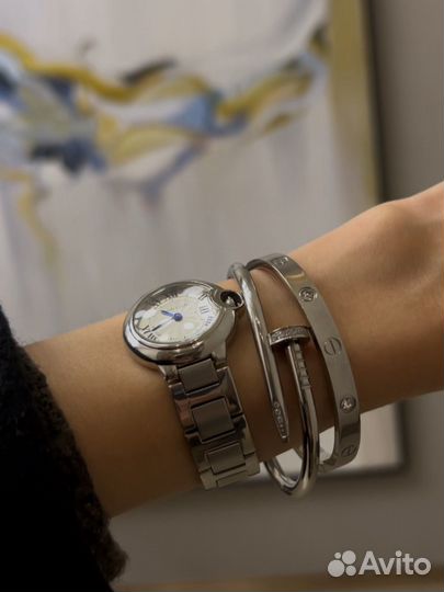 Cartier браслет в серебряном оттенке