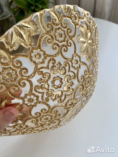 Фруктовница IVV блюдо золотое Италия ручная работа