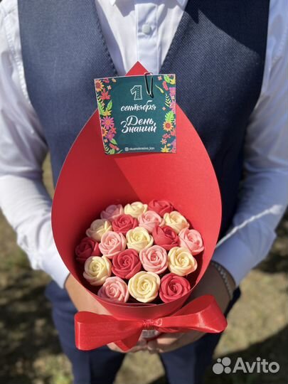 Шоколадные розы на 1 сентября, сладкие съедобные б