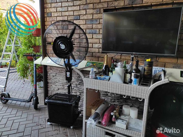 Вентилятор с увлажнителем воздуха +пульт ду