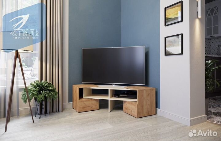 9 Тумба под тв Дуб Крафт золотой Бежевый