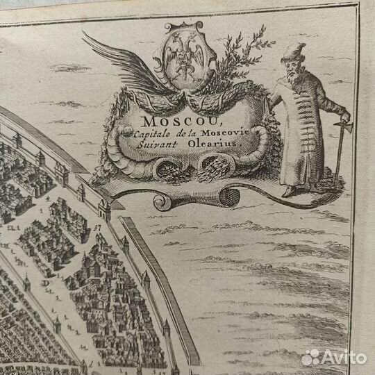 Антикварная карта Москвы Адам Олеарий 1727