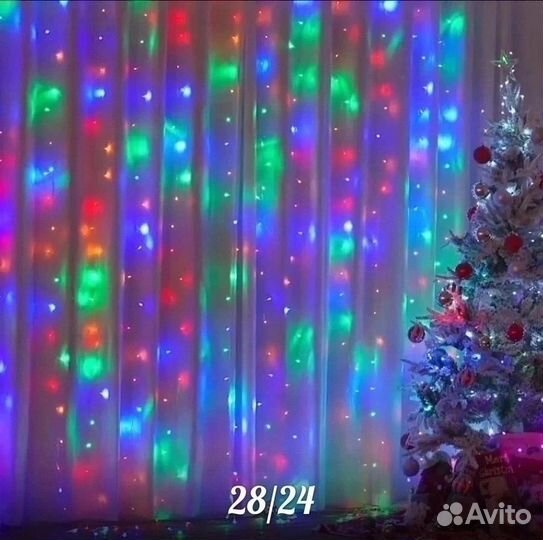 Новогодняя гирлянда штора