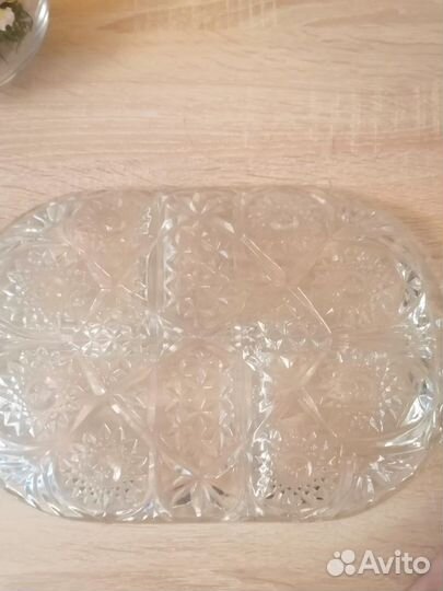 Блюдо менажница СССР хрусталь люкс