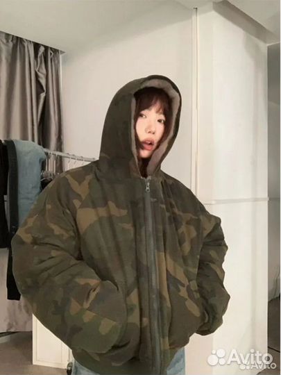 Бомбер Vetements Camo Type Hooded Bomber Jacket