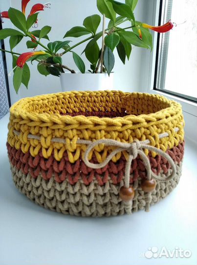 Набор вязаных корзин
