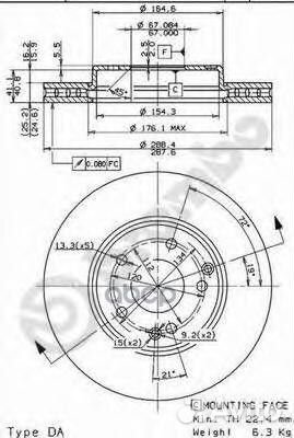 Диск тормозной UV Coated перед 09841111 Brembo