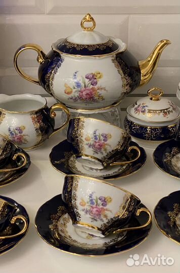 Сервиз чайный кобальт Богемия 