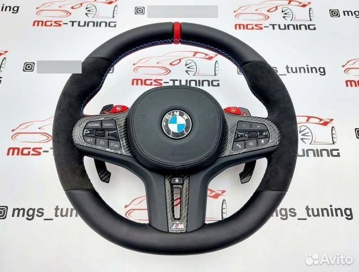 Руль M4 BMW 4 cерия G22 подогрев алькантара карбон