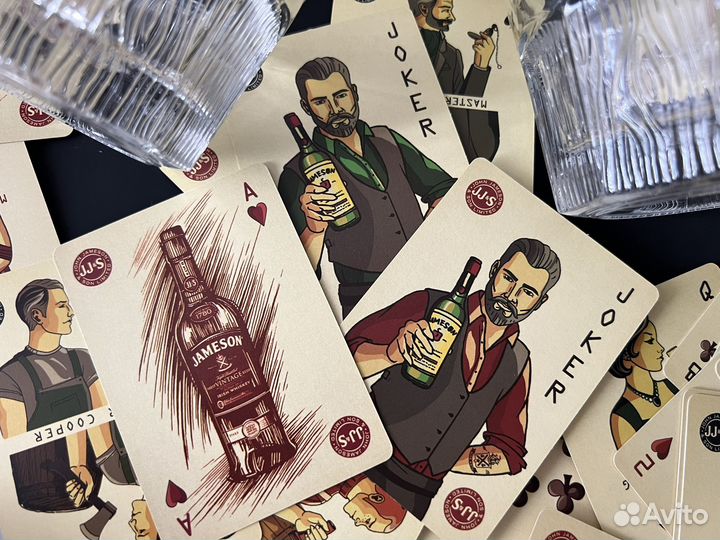 Стаканы для виски Jameson карты игральные