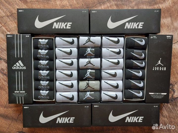 Носки Nike Adidas Jordan белые