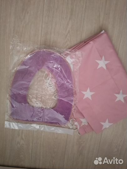 Шторка для ванной и чехол на сиденье унитаза