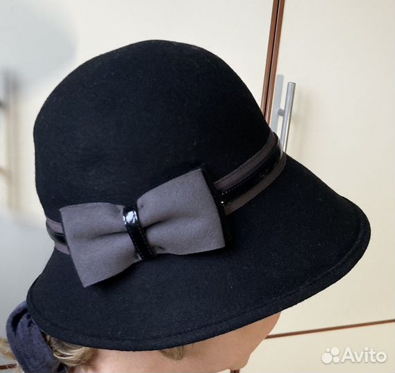 Шляпка женская (Италия) 100 шерсть чёрная
