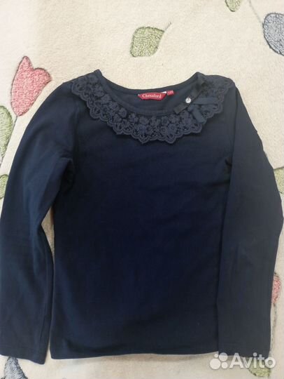 Блузка школьная синяя и белая 122