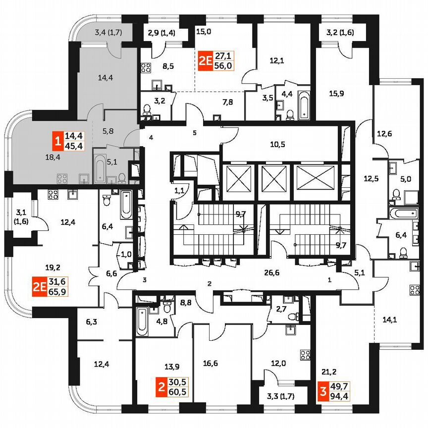 1-к. квартира, 45,4 м², 20/20 эт.