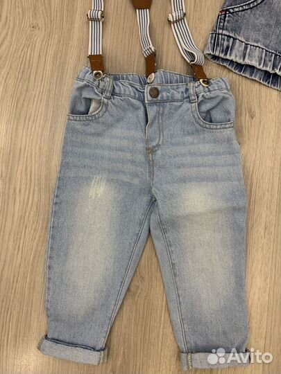 Джинсы и джинсовка на мальчика 86