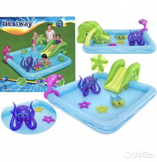 Детский надувной бассейн Bestway с горкой