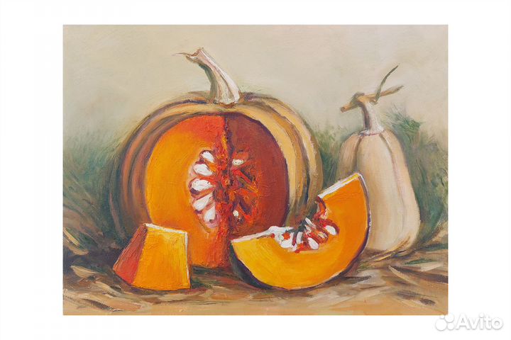 Картина Тыквы осенний натюрморт живопись в подарок