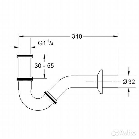 Kerasan Retro Сифон для биде 310мм, хром